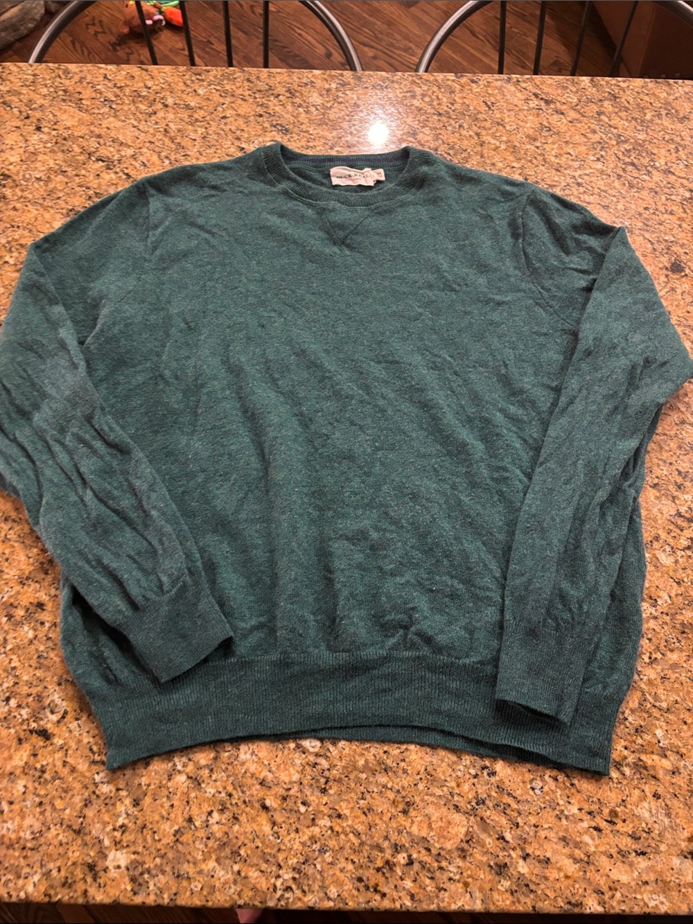 Men's Crewneck Cashmere-Blend Sweater in Forest Green XL